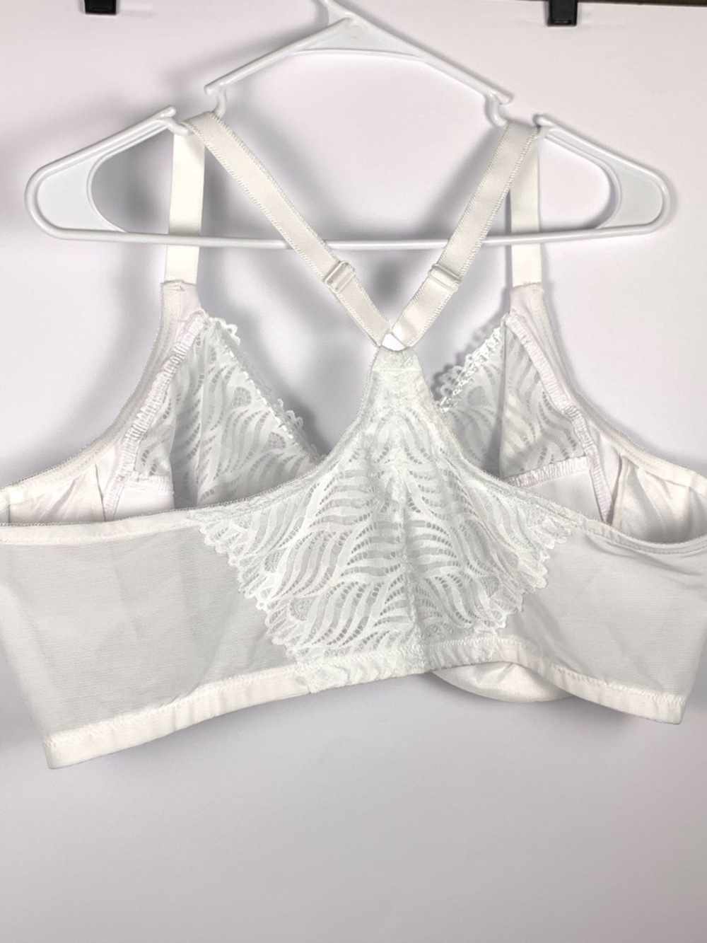 Glamorise 48DD Front Close Underwire Bra White Racerback Lace Full Coverage - Picture 9 of 15